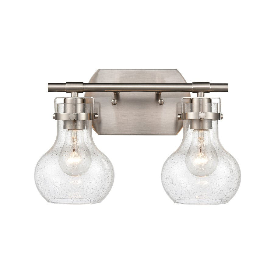 Atlas Lighting Salamanca 15.5'' Wide 2Lt Vanity Light, Nickel/Clear