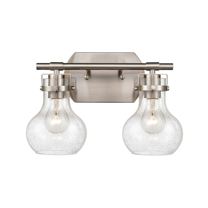 Atlas Lighting Salamanca 15.5in 2-Light Vanity Light | Transitional Satin Nickel and Clear Seeded Glass | Bathroom Vanity | Model WL11431-NK