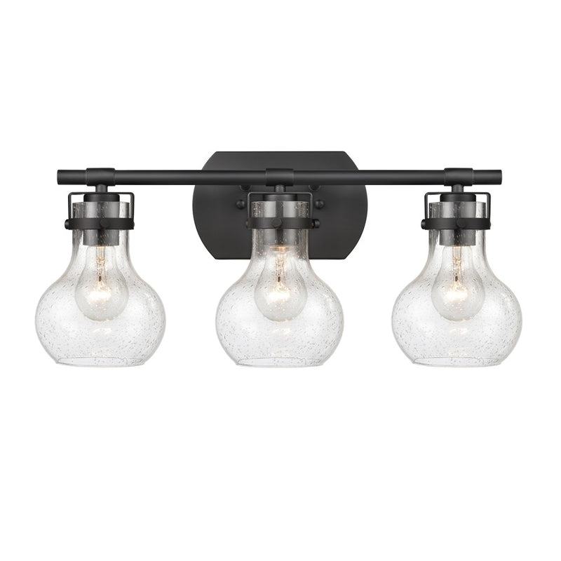 Atlas Lighting Salamanca 21in 3-Light Vanity Light | Transitional Matte Black and Clear Seeded Glass | Bathroom Vanity | Model WL11432-BK