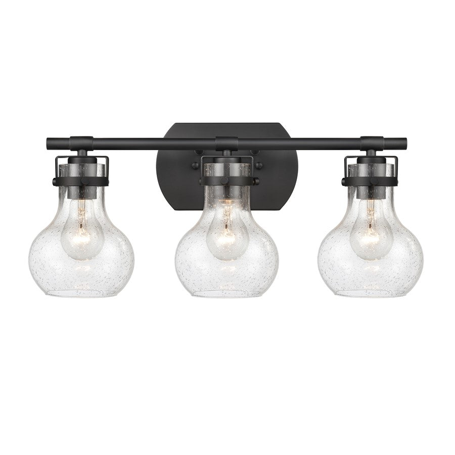 Atlas Lighting Salamanca 21'' Wide 3Lt Vanity Light, Black/Clear