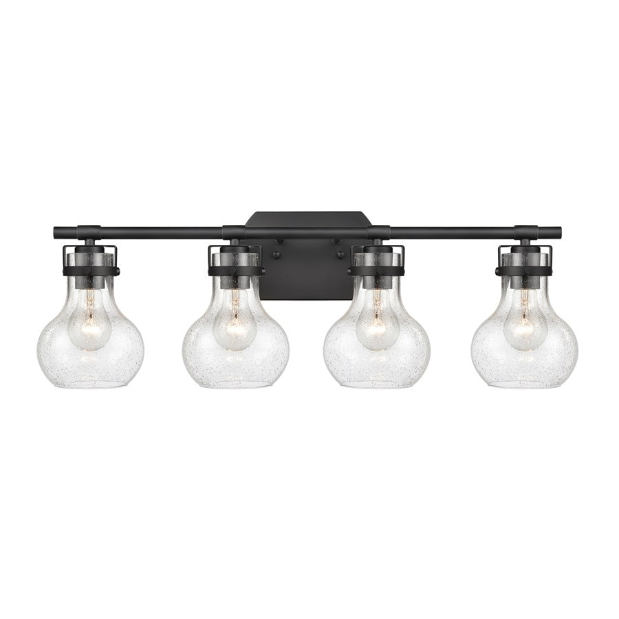 Atlas Lighting Salamanca 29'' Wide 4Lt Vanity Light, Black/Clear