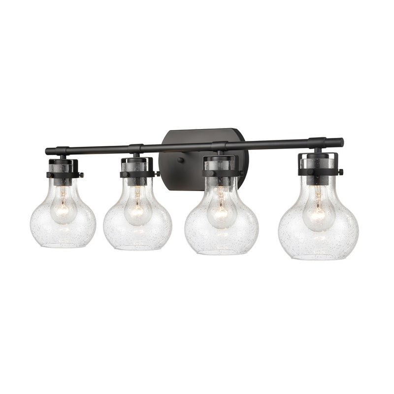 Atlas Lighting Salamanca 29in 4-Light Vanity Light | Transitional Matte Black and Clear Seeded Glass | Bathroom Vanity | Model WL11433-BK
