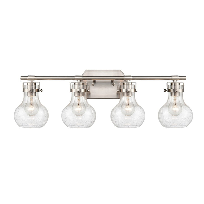 Atlas Lighting Salamanca 29in 4-Light Vanity Light | Transitional Satin Nickel and Clear Seeded Glass | Bathroom Vanity | Model WL11433-NK