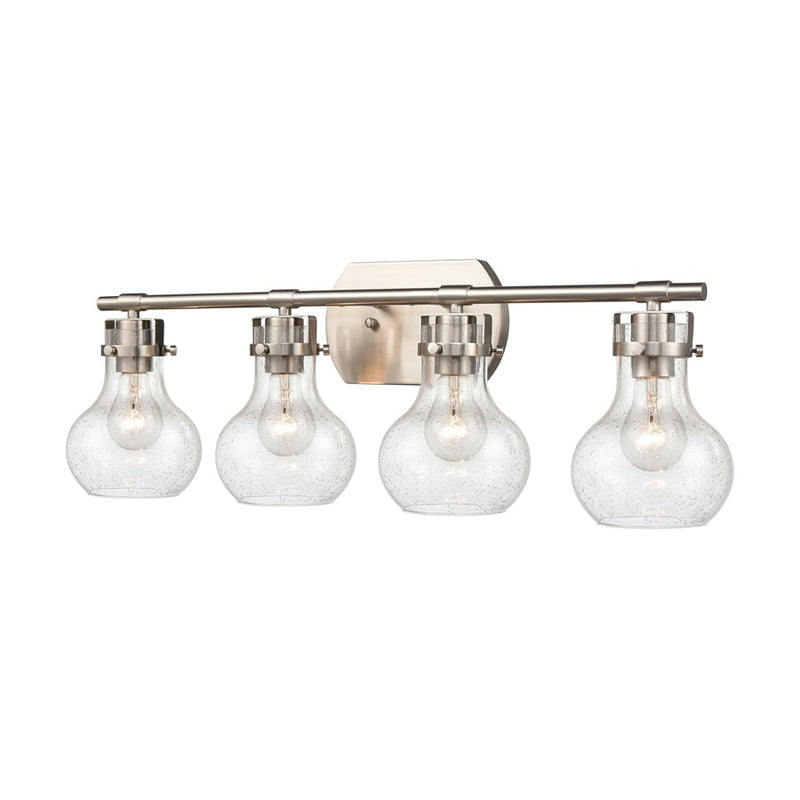 Atlas Lighting Salamanca 29in 4-Light Vanity Light | Transitional Satin Nickel and Clear Seeded Glass | Bathroom Vanity | Model WL11433-NK