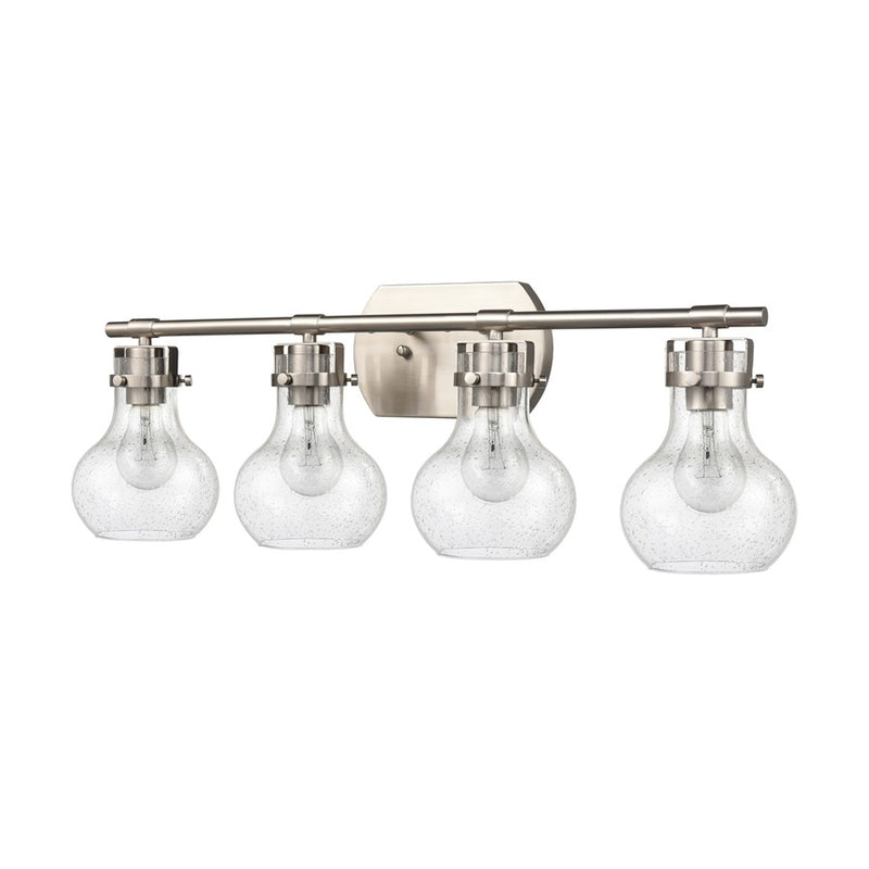Atlas Lighting Salamanca 29in 4-Light Vanity Light | Transitional Satin Nickel and Clear Seeded Glass | Bathroom Vanity | Model WL11433-NK