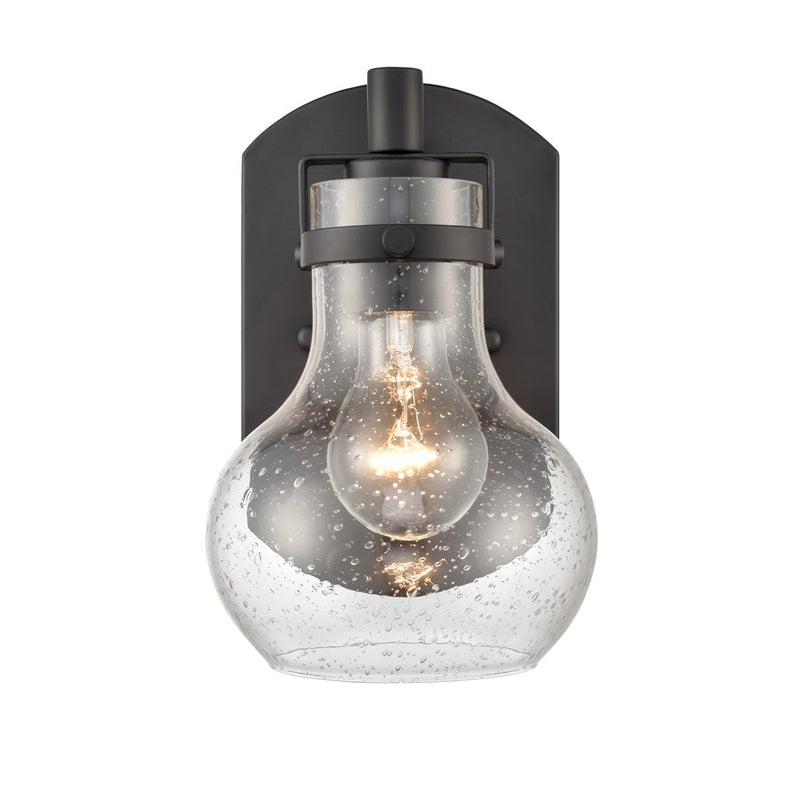 Atlas Lighting Salamanca 5.5in 1-Light Vanity Light | Transitional Matte Black and Clear Seeded Glass | Bathroom Vanity | Model WL11434-BK