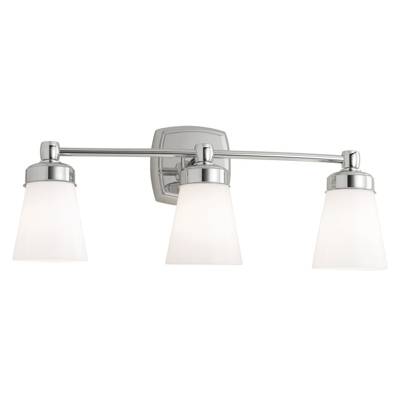 Atlas Lighting Soft Square 22in 3-Light Vanity Light | Traditional Chrome and Glass | Bathroom Vanity | 22 x 22 x 8 in | Model WL11440-CH