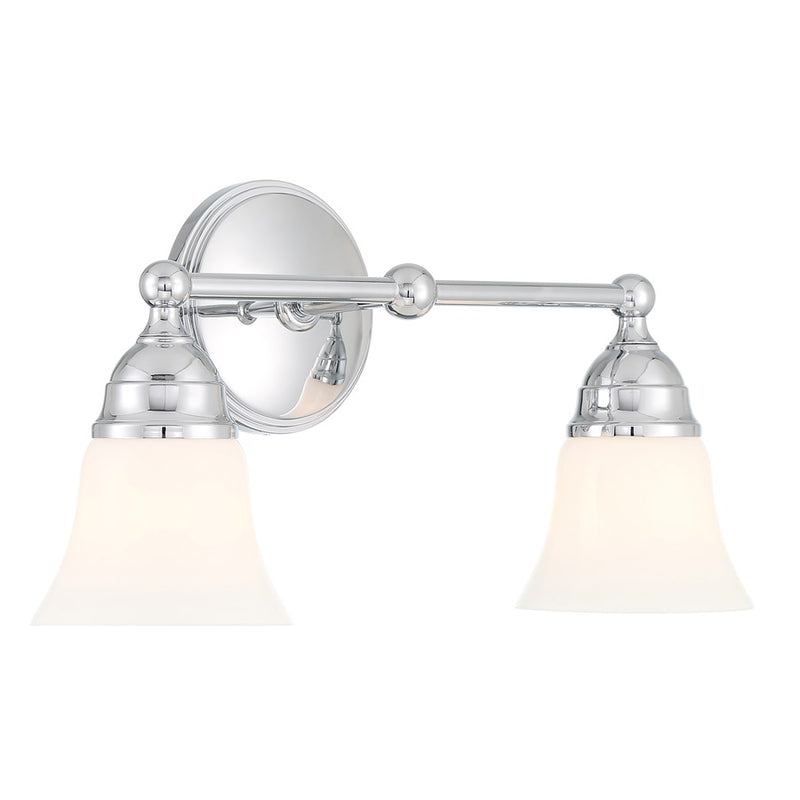 Atlas Lighting Sofia 16in 2-Light Vanity Light | Traditional Chrome and White Glass | Bathroom Vanity | 16 x 8 x 8 in | Model WL11443-CH