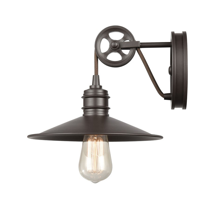 Atlas Lighting Spindle Wheel 8'' High 1Lt Sconce, Bronze/Bronze