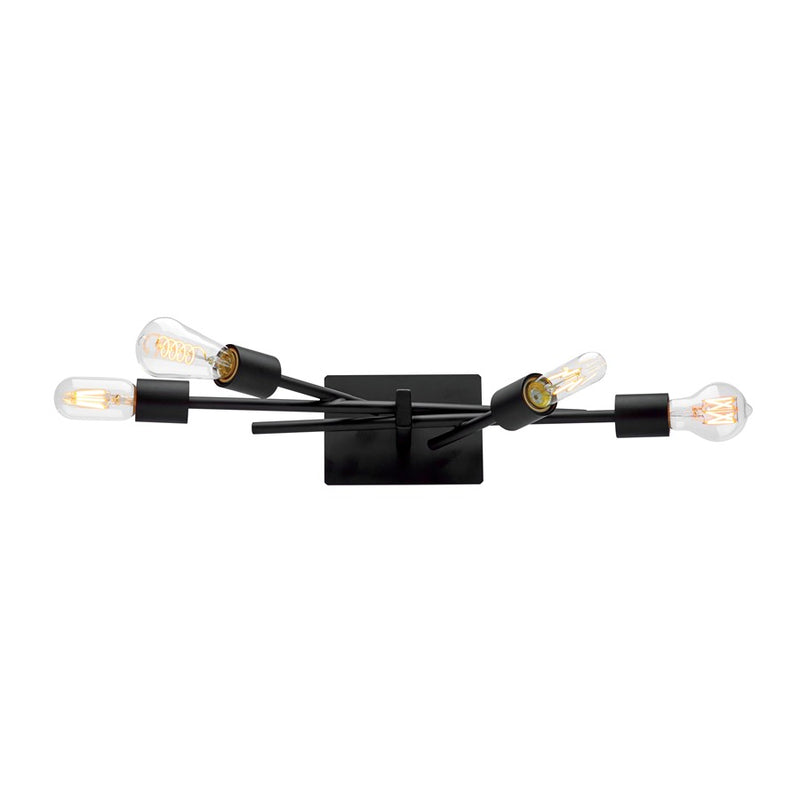 Atlas Lighting Stick 21in 4-Light Vanity Light | Modern Contemporary Matte Black Steel | Bathroom & Makeup Vanity | 21 x 8 x 8 in | Model WL11449-BK