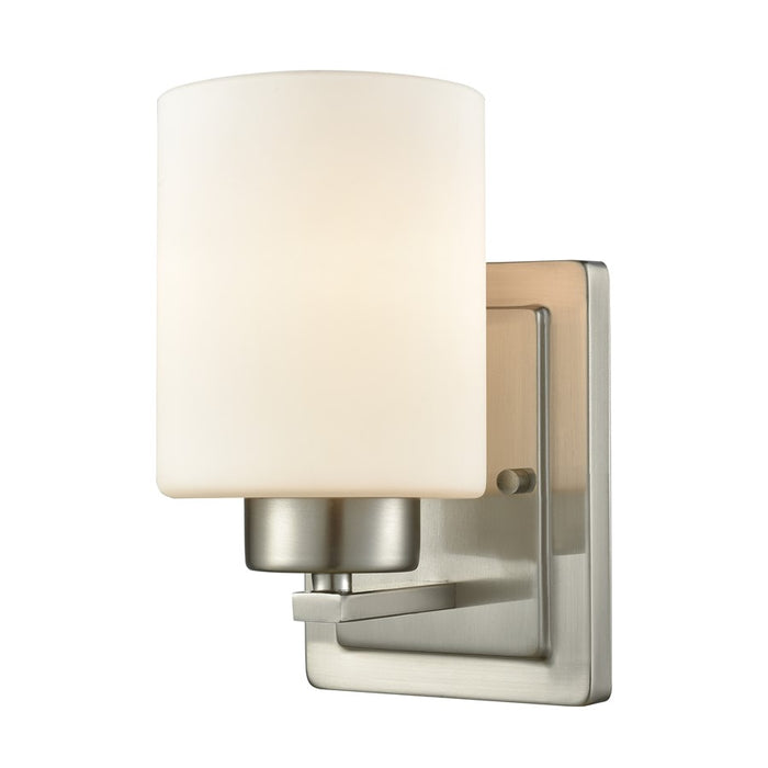 Atlas Lighting Summit Place 9''H 1Lt Sconce, Brushed Nickel/White