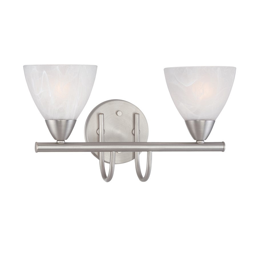 Atlas Lighting Tia 15.75''W 2Lt Vanity Light, Matte Nickel/White