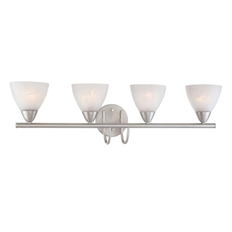 Atlas Lighting Tia 30.75in 4-Light Vanity Light | Traditional Matte Nickel and White Frosted Glass | Bathroom Vanity & Powder Room | Model WL11457-NK