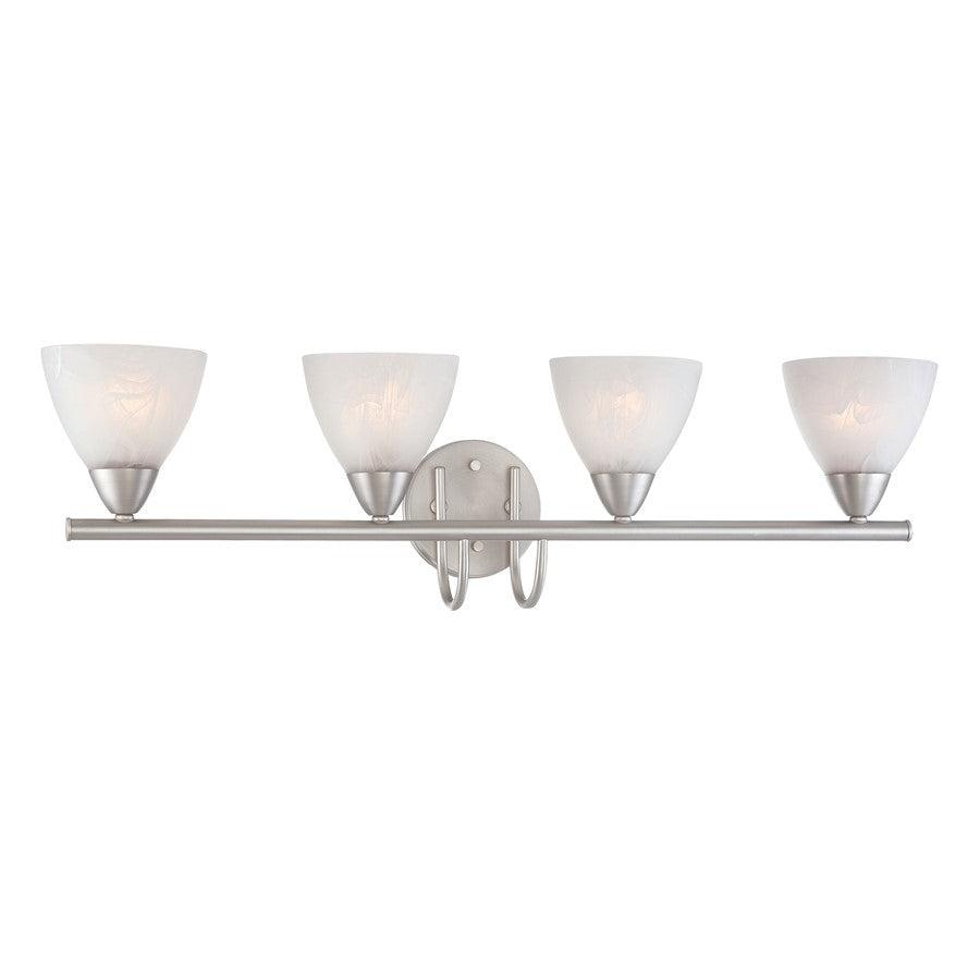Atlas Lighting Tia 30.75''W 4Lt Vanity Light, Matte Nickel/White