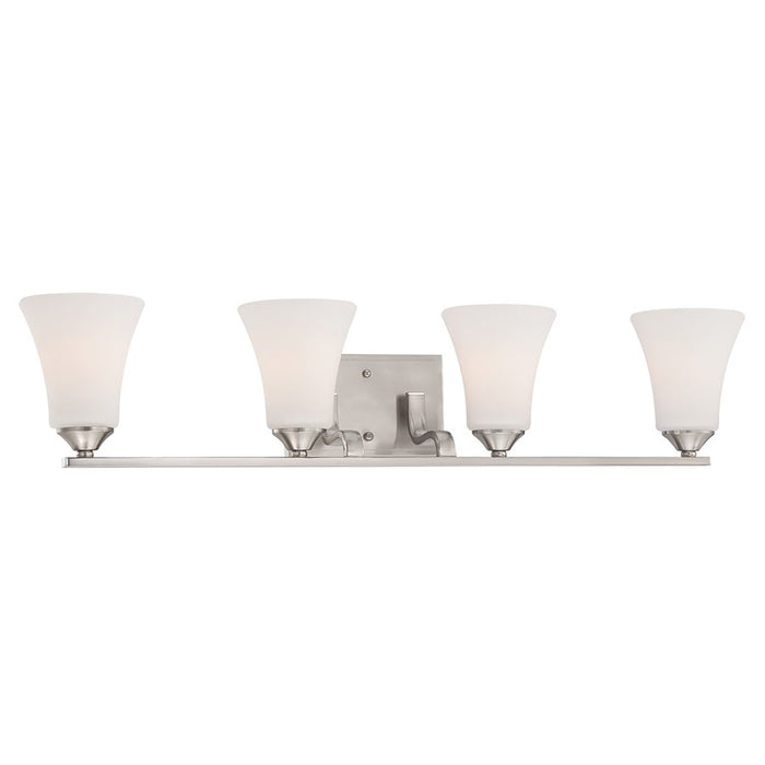 Atlas Lighting Treme 32''W 4Lt Vanity Light, Brushed Nickel/White