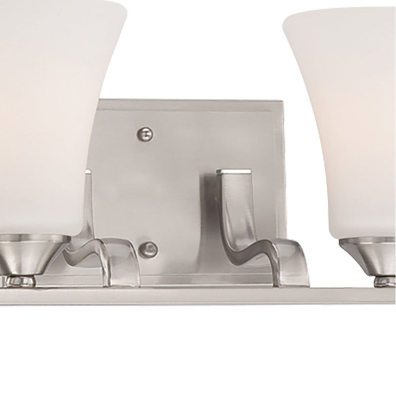 Atlas Lighting Treme 32in 4-Light Vanity Light | Traditional Brushed Nickel and White Glass | Bathroom Vanity | 32 x 7 x 6.75 in | Model WL11463-NK