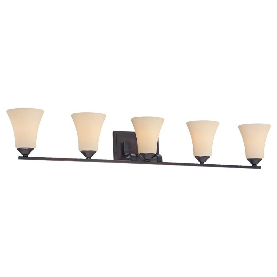 Atlas Lighting Treme 41''W 5Lt Vanity Light, Espresso/Beige/White