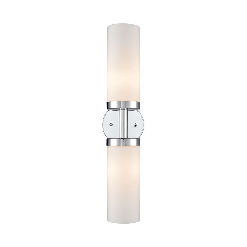 Atlas Lighting Tristen 20in 2-Light Vanity Light | Modern Chrome and White Frosted Glass | Bathroom Vanity & Powder Room | Model WL11467-CH