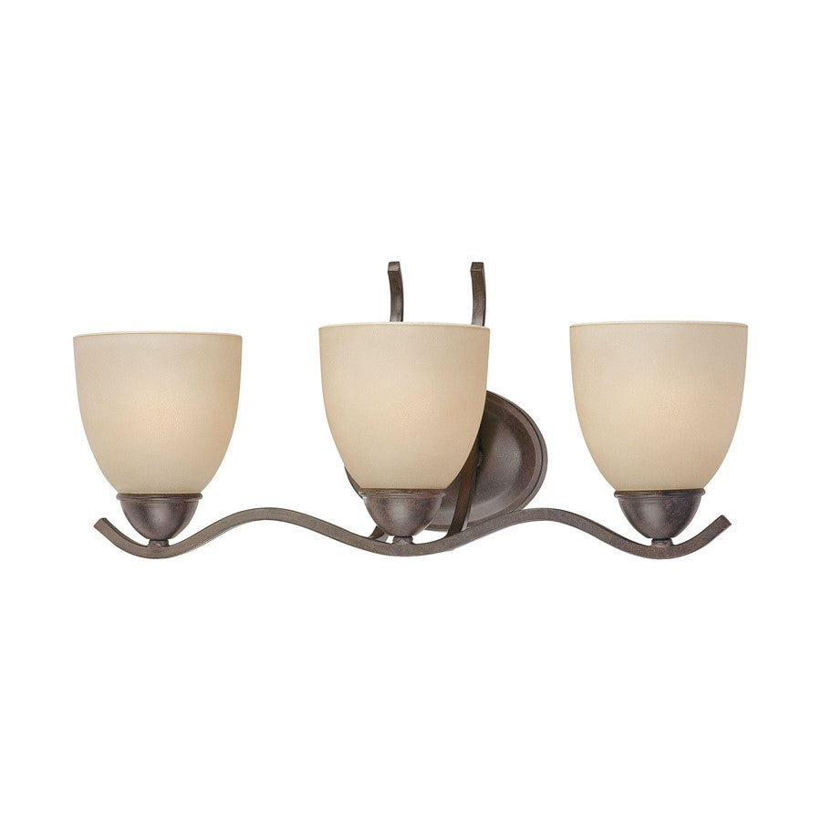 Atlas Lighting Triton 21'' Wide 3Lt Wall Lamp, Sable Bronze/Amber