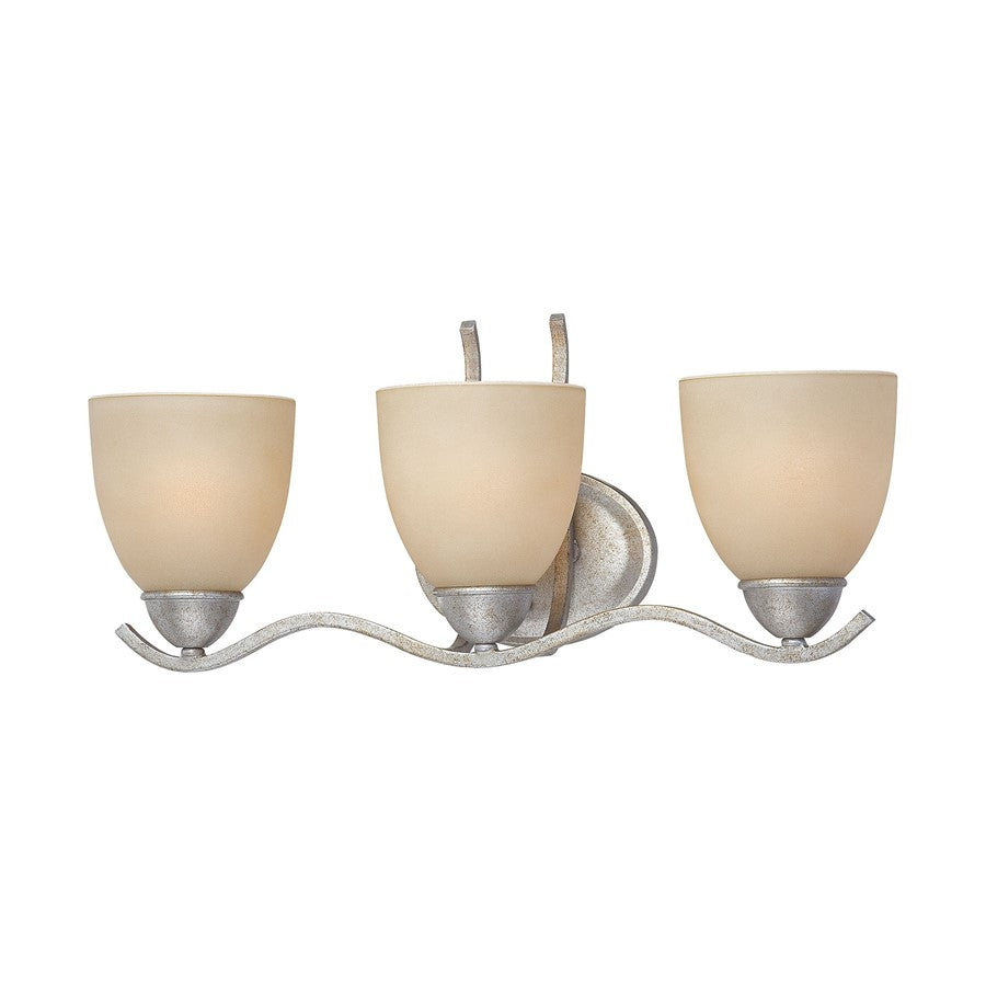 Atlas Lighting Triton 21''W 3Lt Wall Lamp, Moonlight Silver/Amber
