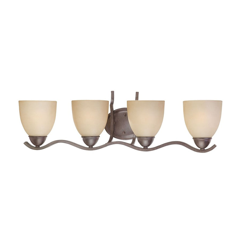 Atlas Lighting Triton 29in 4-Light Vanity Light | Transitional Sable Bronze and Amber Glass | Bathroom Vanity | 29 x 8.25 x 8.5 in | Model WL11469-BZ