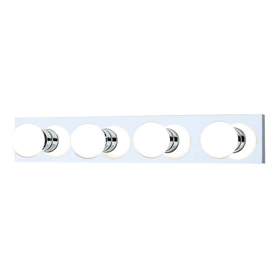 Atlas Lighting Vanity Strips 24''W 4Lt Vanity Light, Chrome/White
