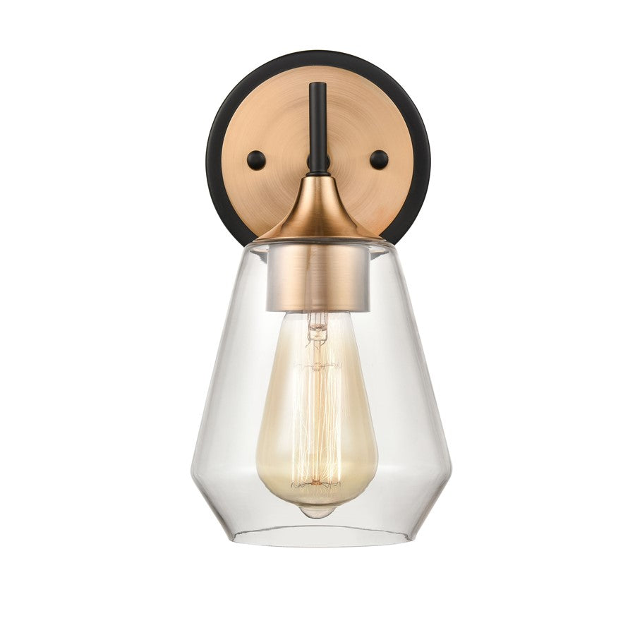 Atlas Lighting Villette 6''W 1Lt Vanity Light, Satin Brass/Clear