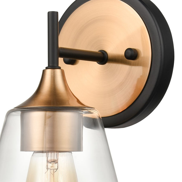 Atlas Lighting Villette 6''W 1Lt Vanity Light, Satin Brass/Clear