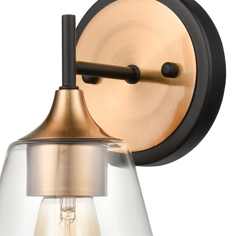 Atlas Lighting Villette 6in 1-Light Vanity Light | Transitional Satin Brass and Clear Glass | Bathroom Vanity & Powder Room | Model WL11473-BS