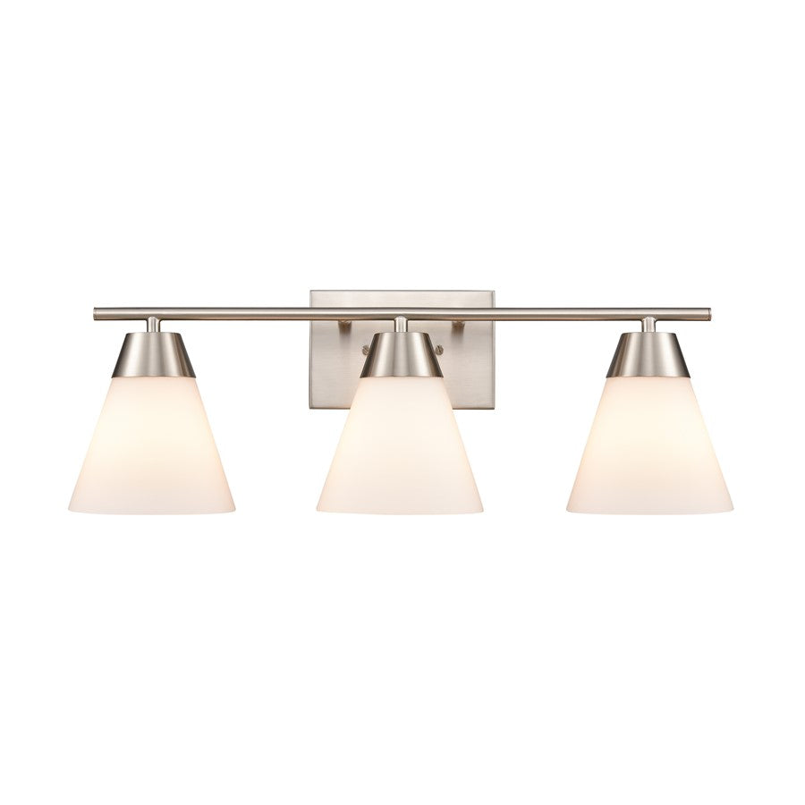 Atlas Lighting Vivica 24'' Wide 3Lt Vanity Light, Nickel/White