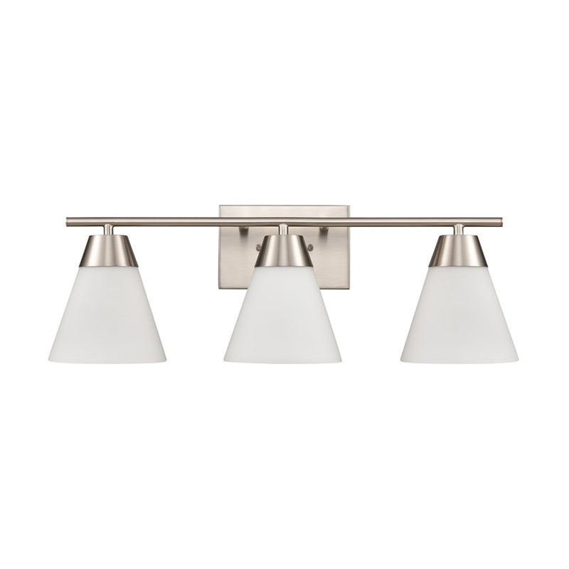 Atlas Lighting Vivica 24in 3-Light Vanity Light | Transitional Brushed Nickel and White Glass | Bathroom Vanity | Model WL11474-NK