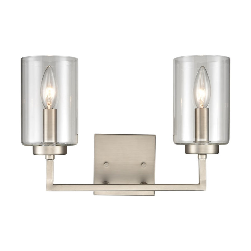 Atlas Lighting West End 14.5in 2-Light Vanity Light | Transitional Brushed Nickel and Clear Glass | Bathroom Vanity | Model WL11475-NK