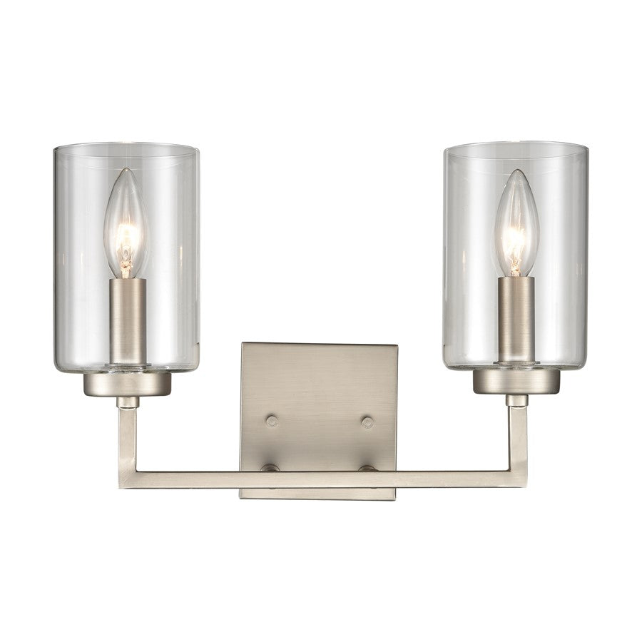 Atlas Lighting West End 14.5'' Wide 2Lt Vanity Light, Nickel/Clear