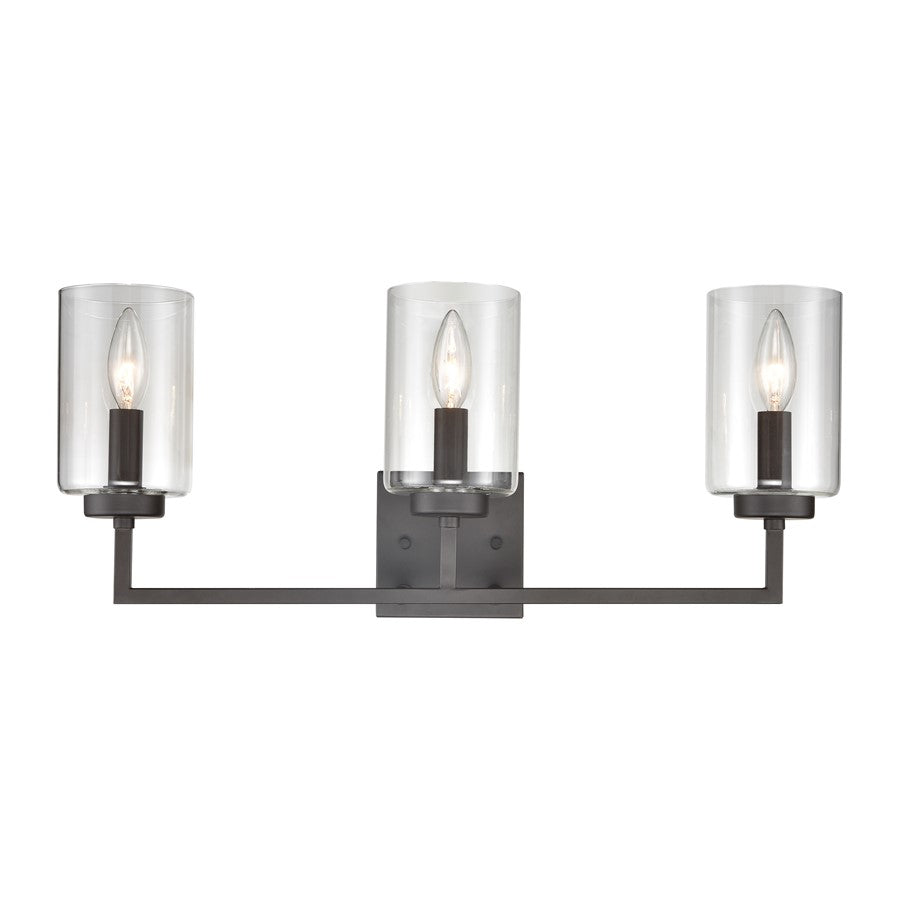 Atlas Lighting West End 23'' Wide 3Lt Vanity Light, Bronze/Clear