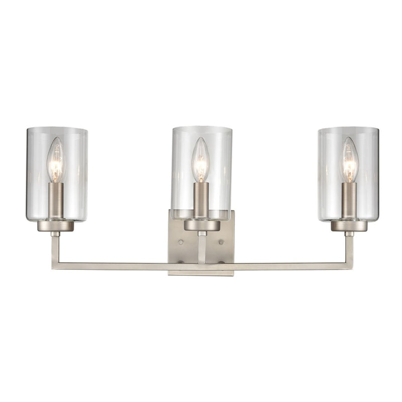 Atlas Lighting West End 23in 3-Light Vanity Light | Transitional Brushed Nickel and Clear Glass | Bathroom Vanity | Model WL11476-NK