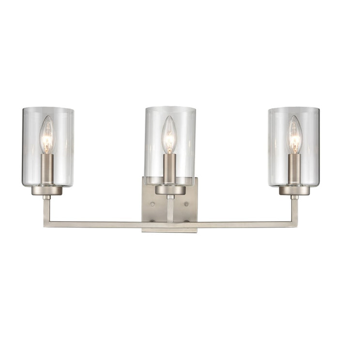 Atlas Lighting West End 23'' Wide 3Lt Vanity Light, Nickel/Clear