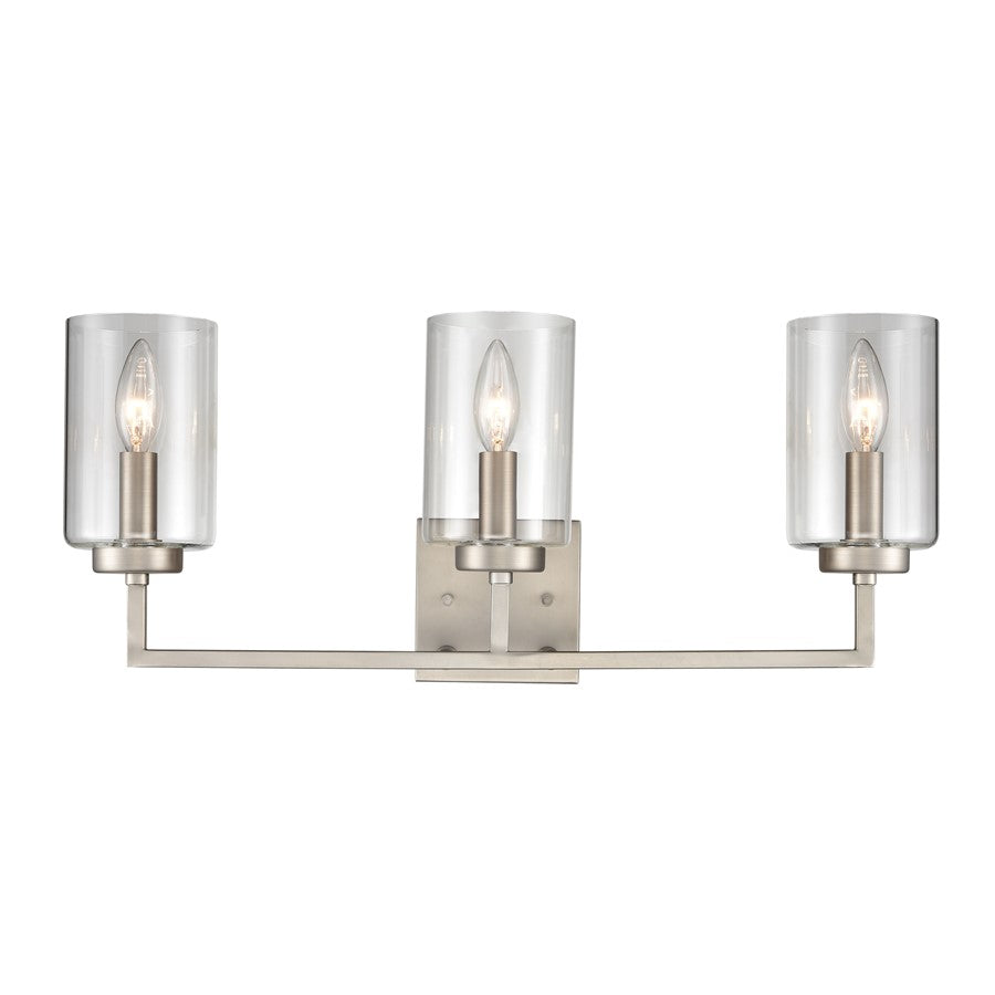 Atlas Lighting West End 23'' Wide 3Lt Vanity Light, Nickel/Clear