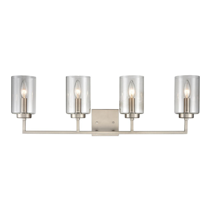 Atlas Lighting West End 29.75'' Wide 4Lt Vanity Light, Nickel/Clear