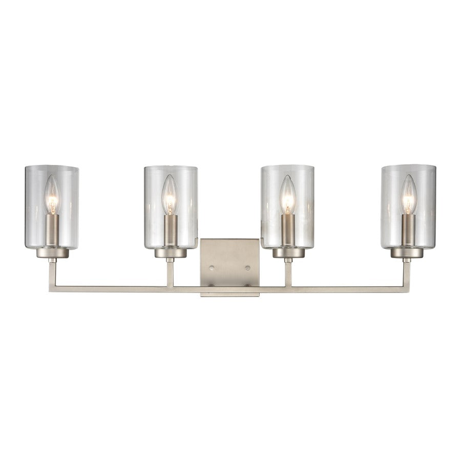 Atlas Lighting West End 29.75'' Wide 4Lt Vanity Light, Nickel/Clear