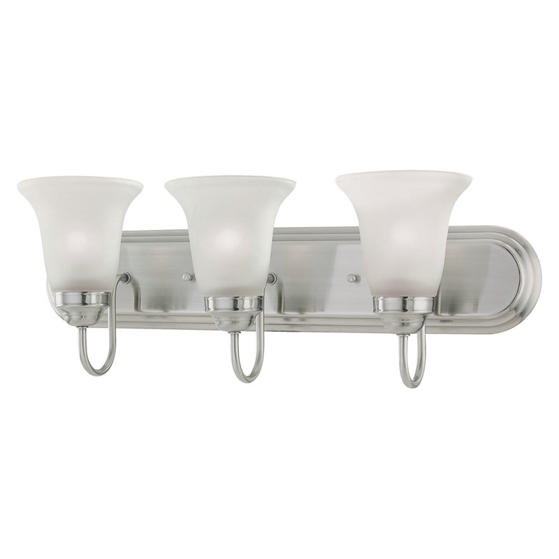 Atlas Lighting Whitmore 24in 3-Light Vanity Light | Traditional Satin Pewter and White Glass | Bathroom Vanity | 24 x 7.5 x 9 in | Model WL11478-SV