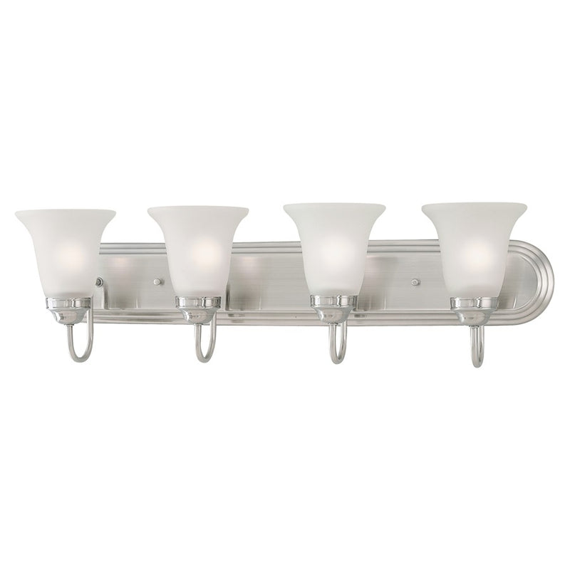 Atlas Lighting Whitmore 30in 4-Light Vanity Light | Traditional Satin Pewter and White Glass | Bathroom Vanity | 30 x 7.5 x 9 in | Model WL11479-SV