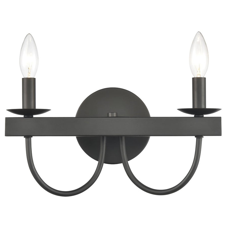 Atlas Lighting Williamson 14in 2-Light Vanity Light | Traditional Matte Black Metal | Bathroom Vanity | 14 x 5 x 8 in | Model WL11480-BK