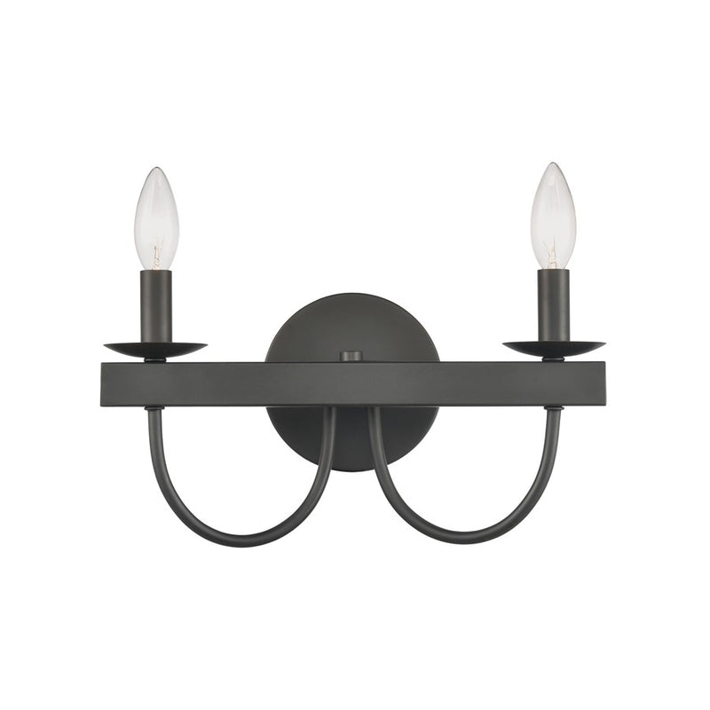 Atlas Lighting Williamson 14in 2-Light Vanity Light | Traditional Matte Black Metal | Bathroom Vanity | 14 x 5 x 8 in | Model WL11480-BK