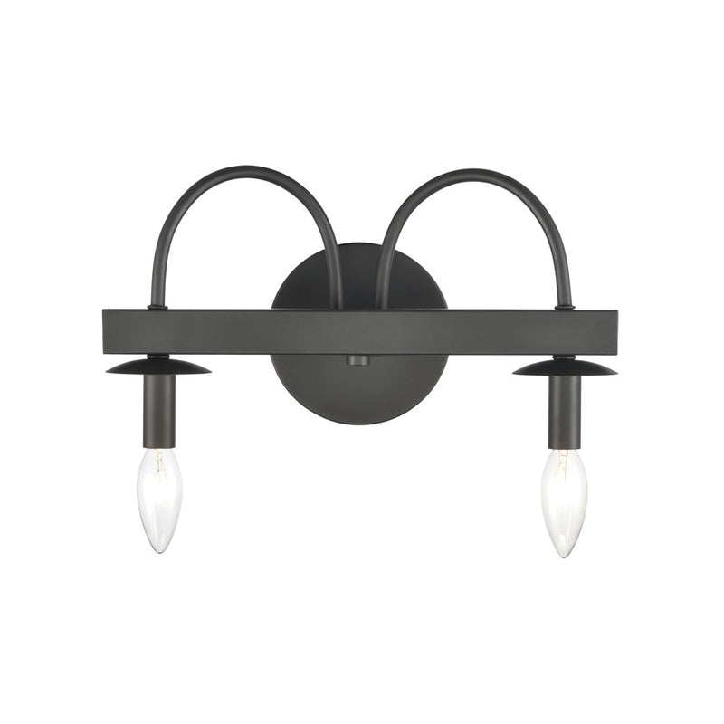Atlas Lighting Williamson 14in 2-Light Vanity Light | Traditional Matte Black Metal | Bathroom Vanity | 14 x 5 x 8 in | Model WL11480-BK