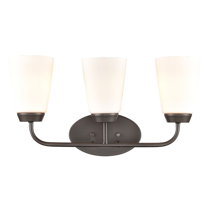 Atlas Lighting Winslow 20in 3-Light Vanity Light | Transitional Oil Rubbed Bronze and White Frosted Glass | Bathroom Vanity | Model WL11482-BZ