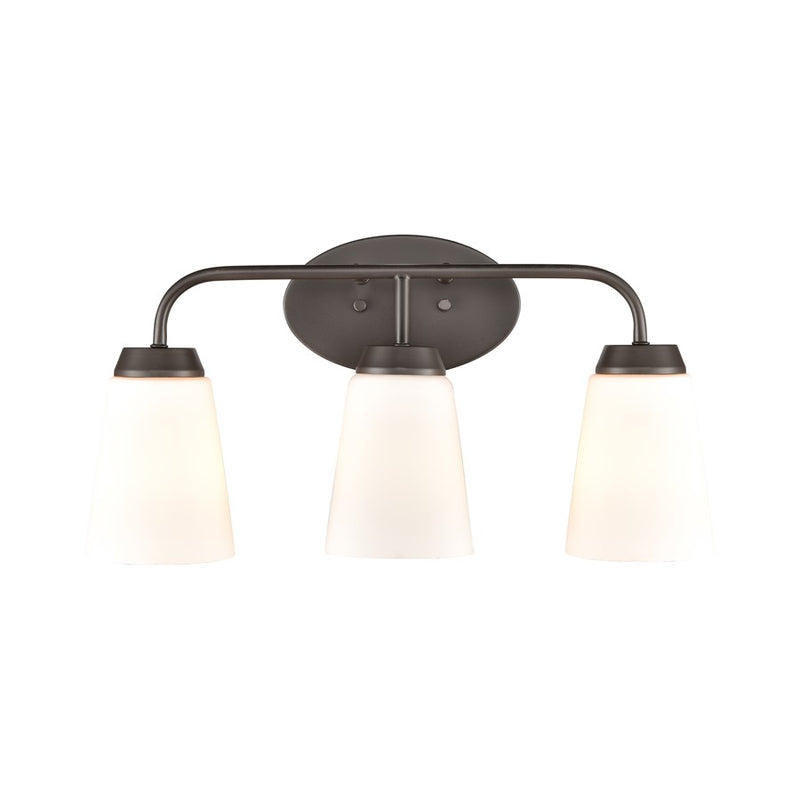 Atlas Lighting Winslow 20in 3-Light Vanity Light | Transitional Oil Rubbed Bronze and White Frosted Glass | Bathroom Vanity | Model WL11482-BZ