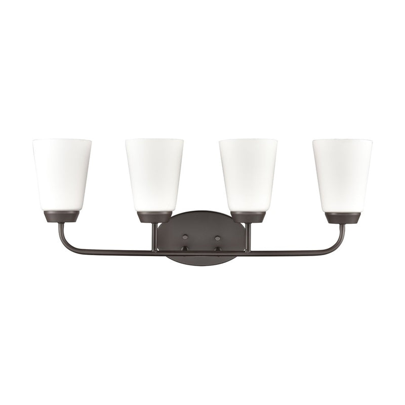 Atlas Lighting Winslow 28in 4-Light Vanity Light | Traditional Oil Rubbed Bronze and White Frosted Glass | Bathroom Vanity | Model WL11483-BZ
