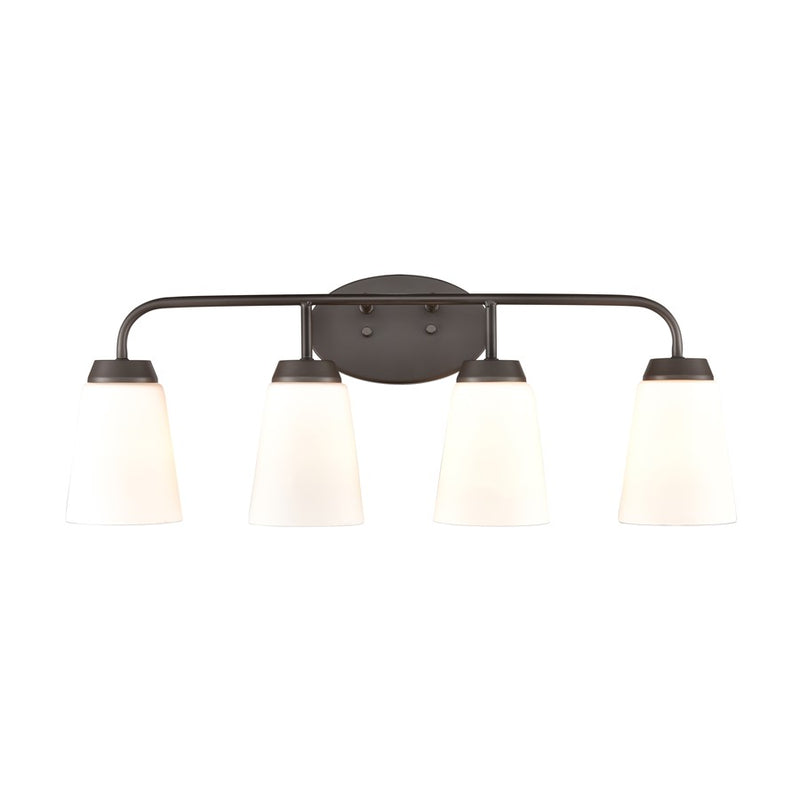 Atlas Lighting Winslow 28in 4-Light Vanity Light | Traditional Oil Rubbed Bronze and White Frosted Glass | Bathroom Vanity | Model WL11483-BZ