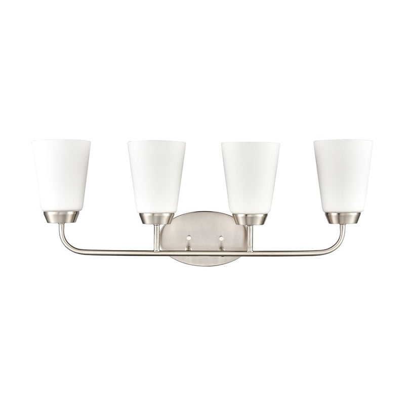 Atlas Lighting Winslow 28in 4-Light Vanity Light | Traditional Brushed Nickel and White Frosted Glass | Bathroom Vanity | Model WL11483-NK