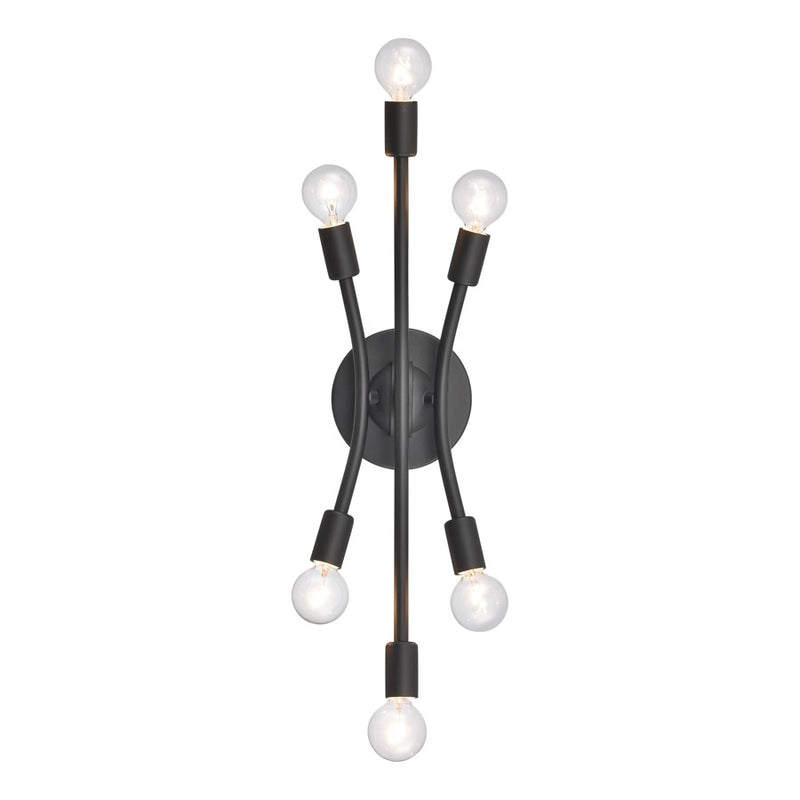 Atlas Lighting Xavier 20in 6-Light Vanity Light | Modern Matte Black | Bathroom Vanity | 19.75 x 4.75 x 6.25 in | Model WL11484-BK